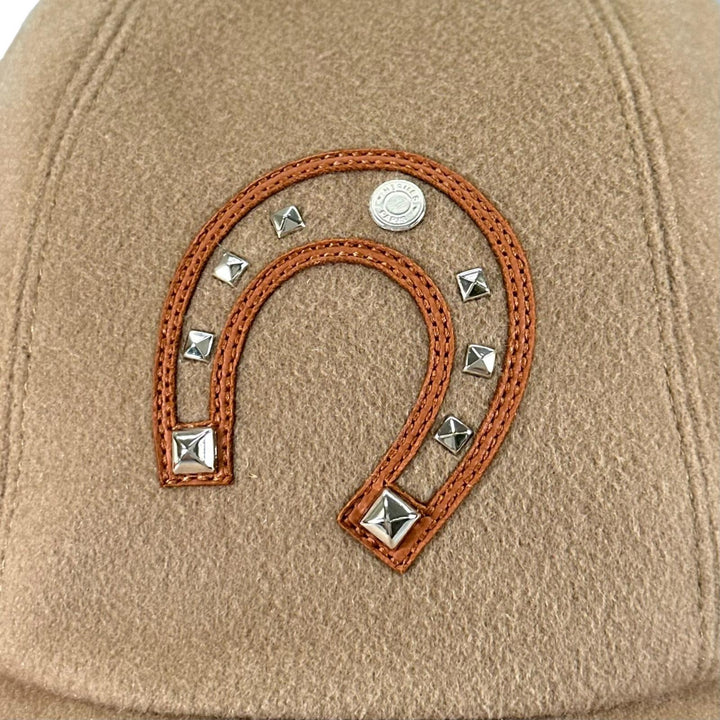 Excellent HERMES cap Davis Luckey Horseshoe Camel cashmere Women 57
