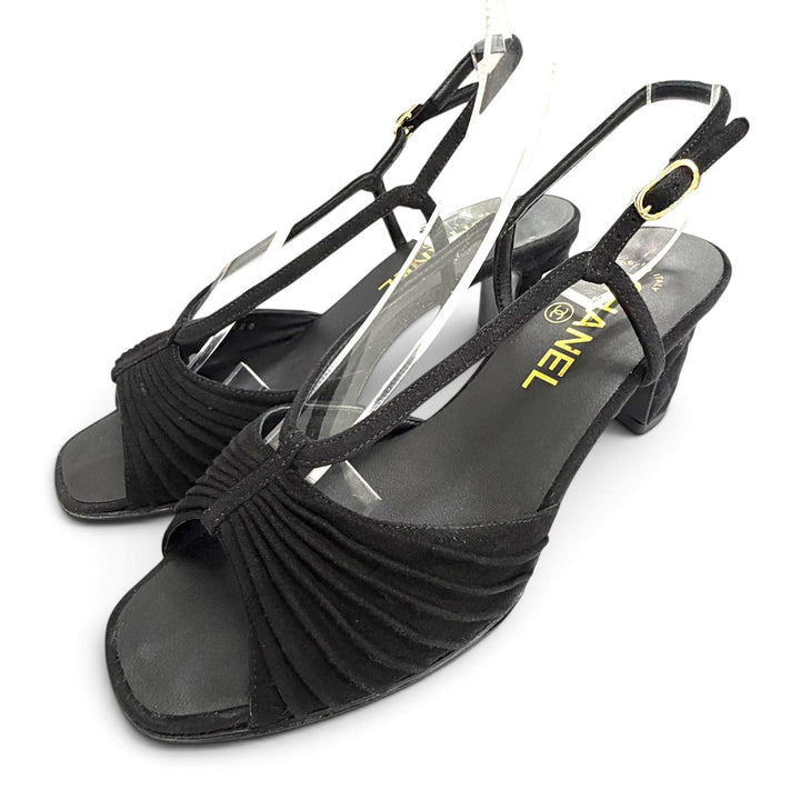Great CHANEL Sandals COCO Mark Ankle Strap Open Toe Suede leather 36.5 G46328