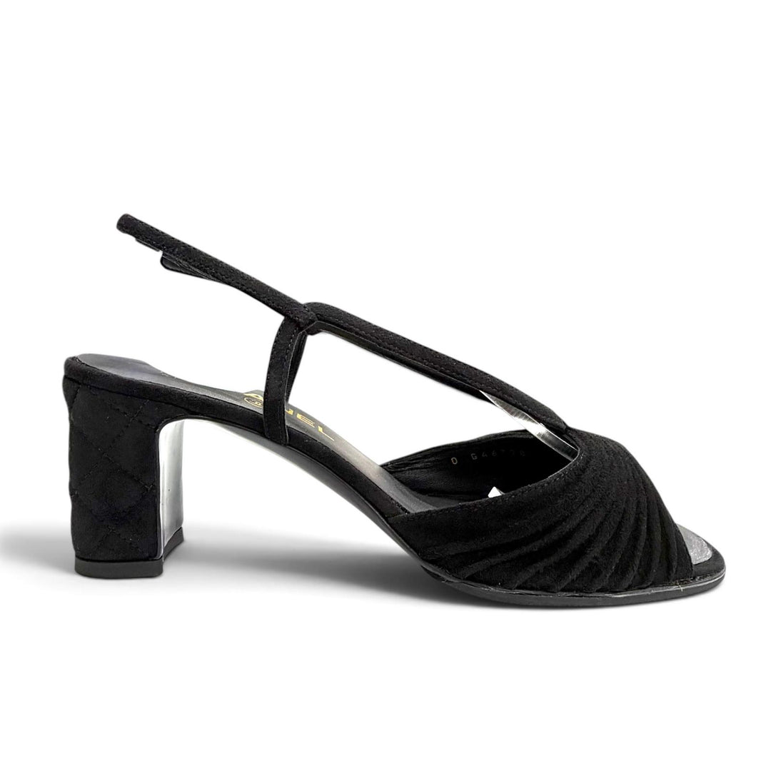 Great CHANEL Sandals COCO Mark Ankle Strap Open Toe Suede leather 36.5 G46328