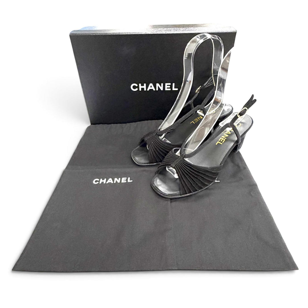 Great CHANEL Sandals COCO Mark Ankle Strap Open Toe Suede leather 36.5 G46328