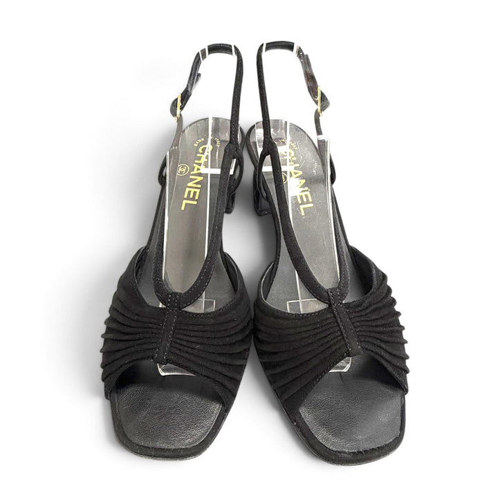 Great CHANEL Sandals COCO Mark Ankle Strap Open Toe Suede leather 36.5 G46328