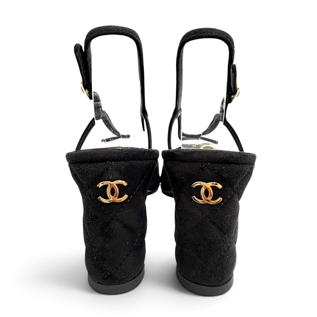 Great CHANEL Sandals COCO Mark Ankle Strap Open Toe Suede leather 36.5 G46328