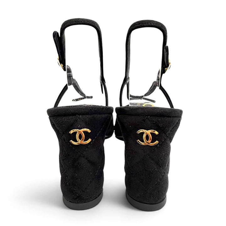 Great CHANEL Sandals COCO Mark Ankle Strap Open Toe Suede leather 36.5 G46328