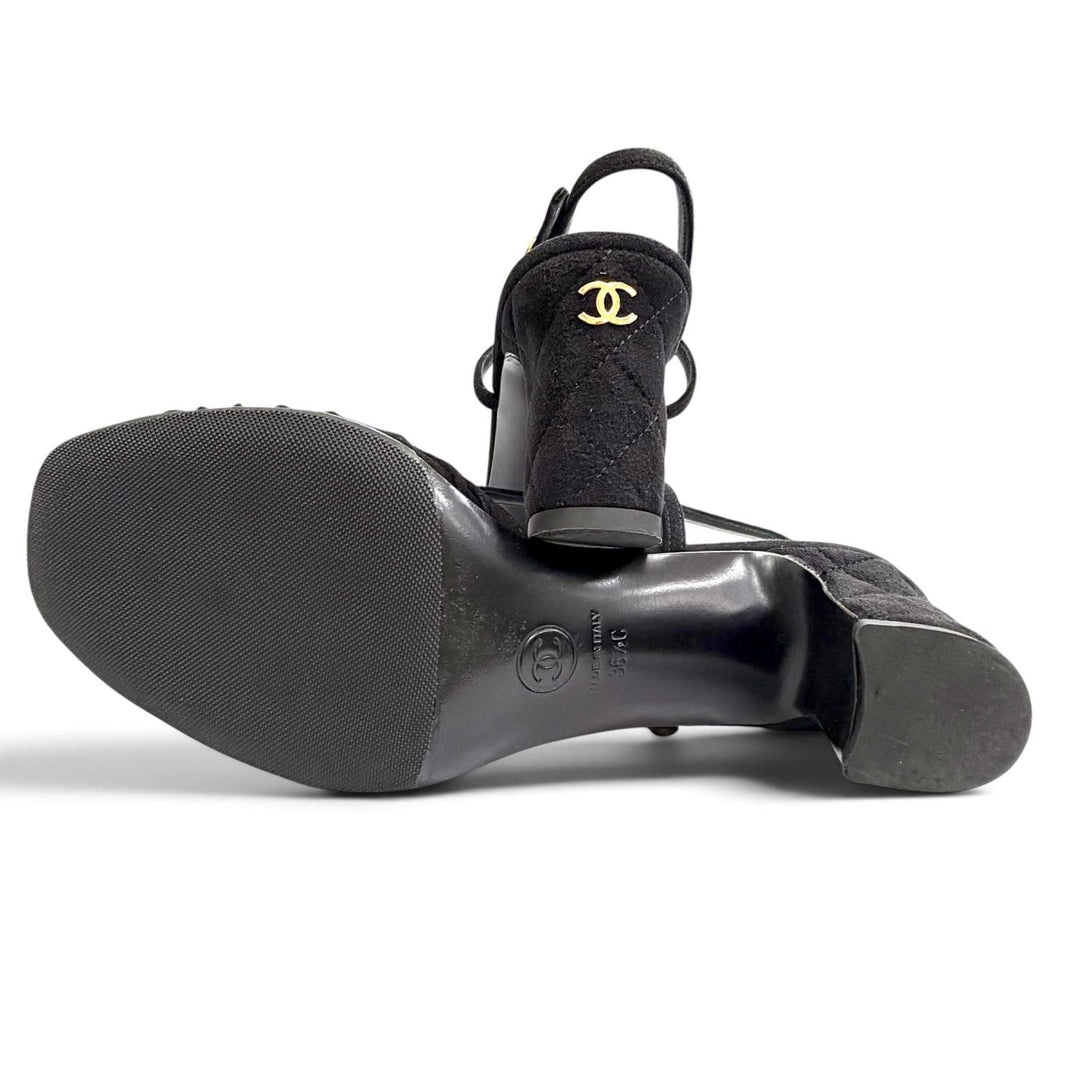 Great CHANEL Sandals COCO Mark Ankle Strap Open Toe Suede leather 36.5 G46328