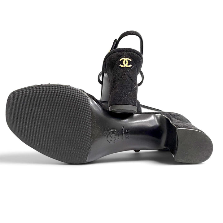Great CHANEL Sandals COCO Mark Ankle Strap Open Toe Suede leather 36.5 G46328