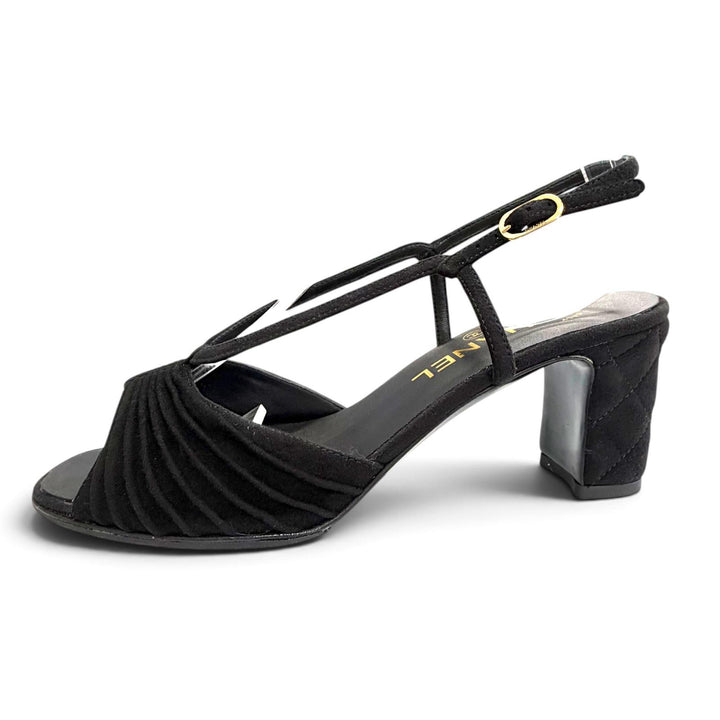 Great CHANEL Sandals COCO Mark Ankle Strap Open Toe Suede leather 36.5 G46328