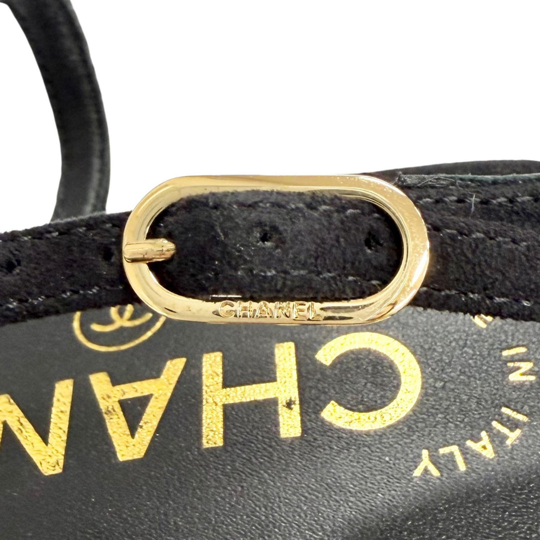 Great CHANEL Sandals COCO Mark Ankle Strap Open Toe Suede leather 36.5 G46328