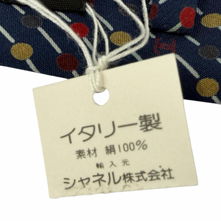 Pristine CHANEL tie COCO Mark Dot Regimental Stripe Regular Tie Navy silk mens