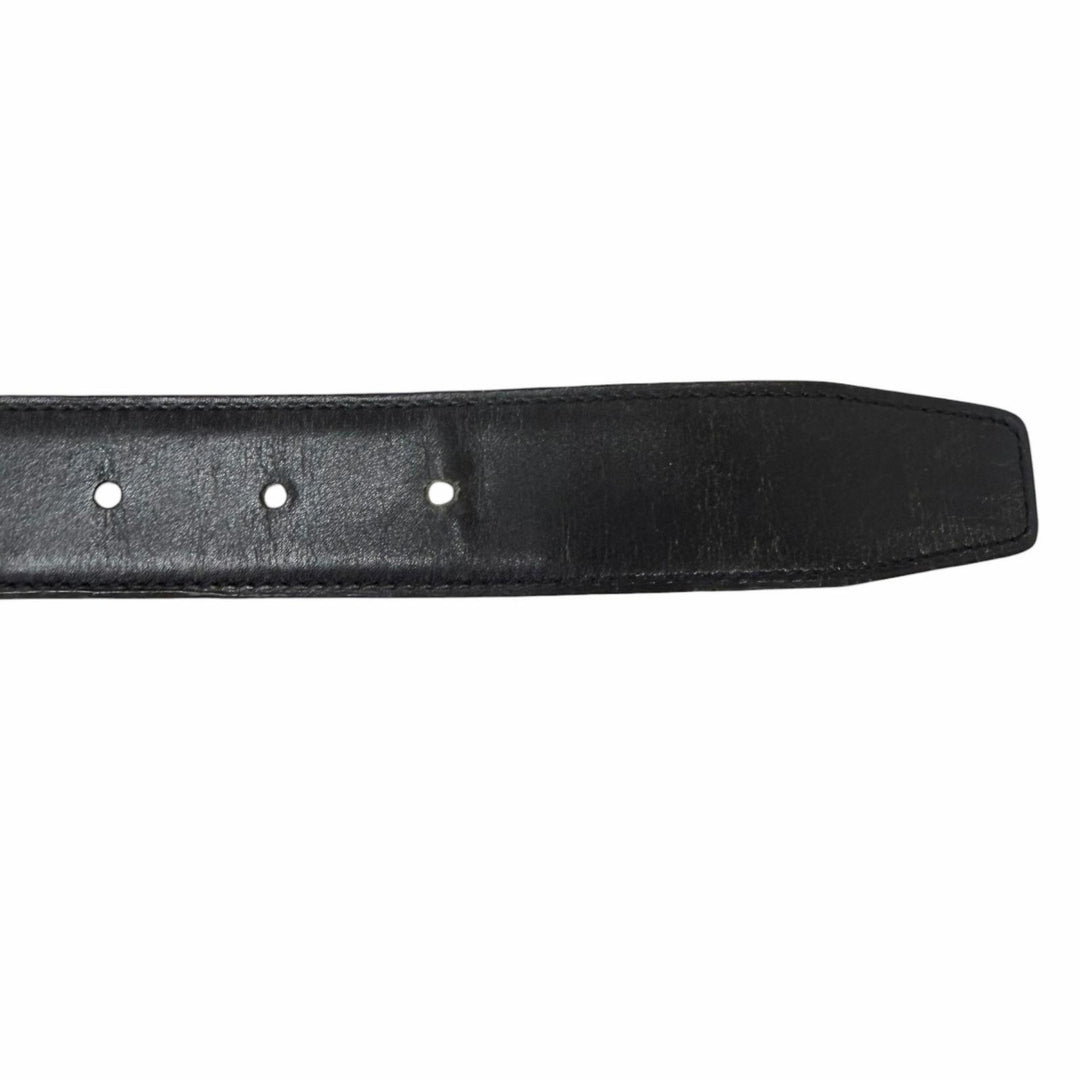 Great HERMES belt Toareg Silver Buckle black leather mens