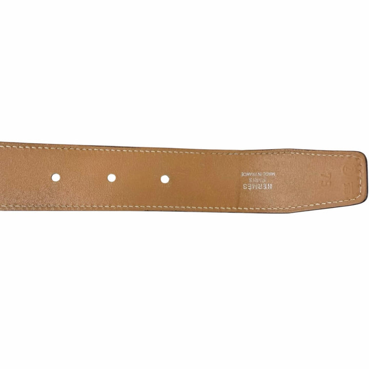 Great HERMES belt Toareg Silver Buckle black leather mens