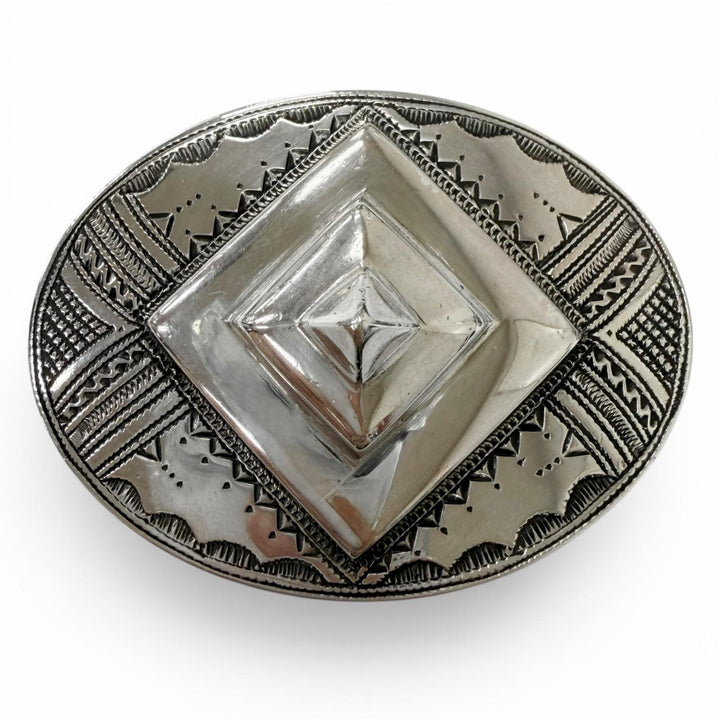 Great HERMES belt Toareg Silver Buckle black leather mens