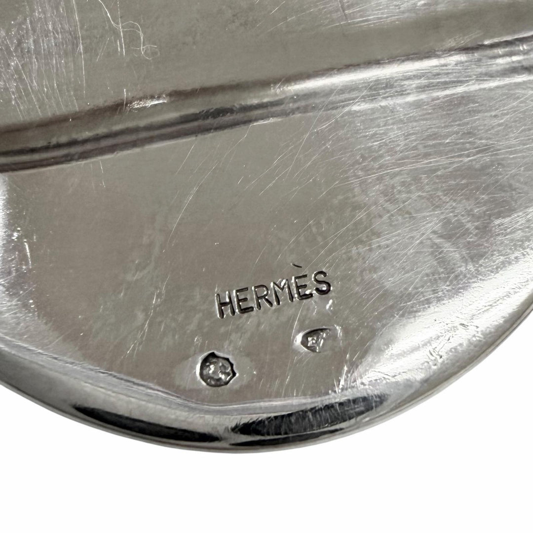 Great HERMES belt Toareg Silver Buckle black leather mens
