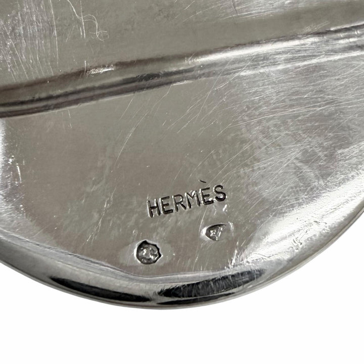Great HERMES belt Toareg Silver Buckle black leather mens