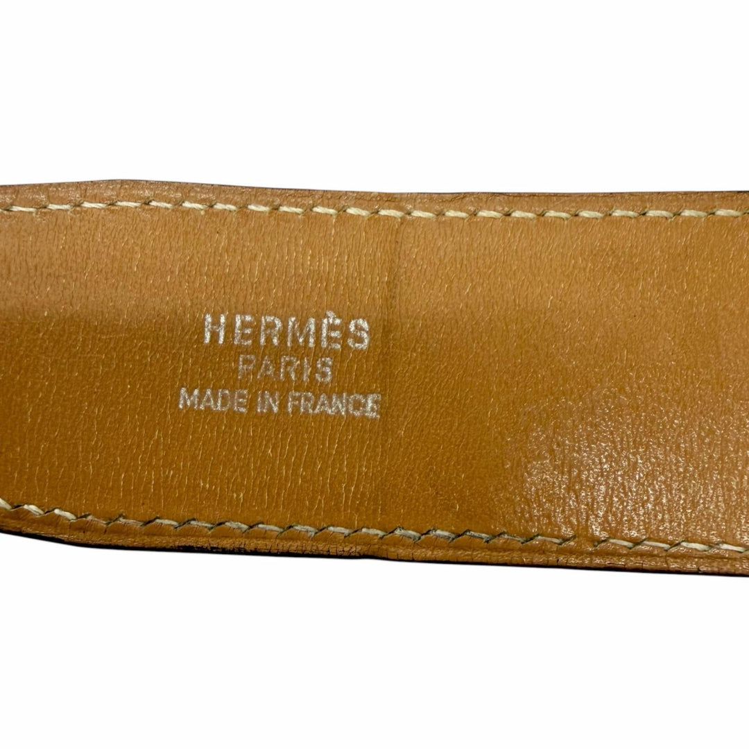Great HERMES belt Toareg Silver Buckle black leather mens