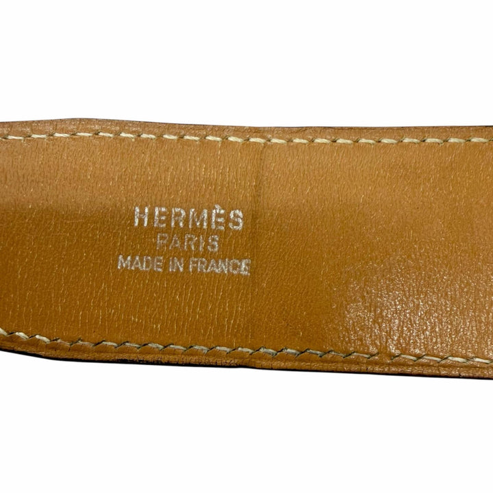 Great HERMES belt Toareg Silver Buckle black leather mens