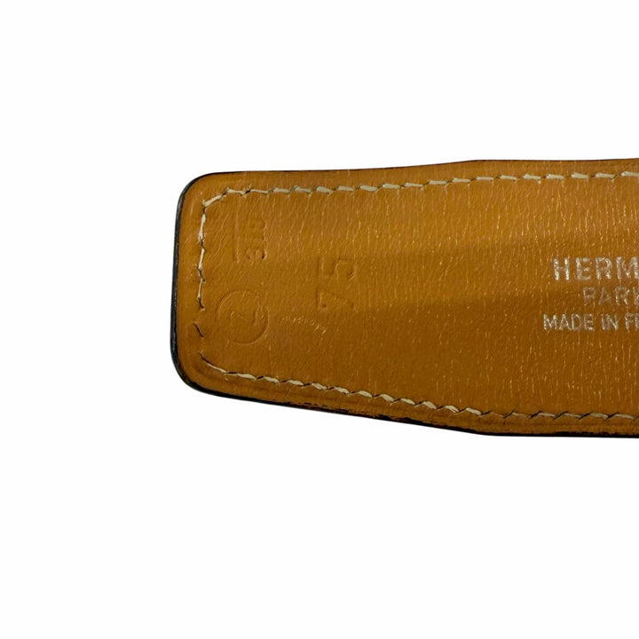 Great HERMES belt Toareg Silver Buckle black leather mens