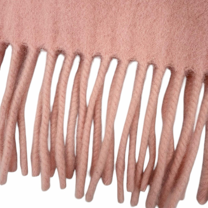 Pristine BURBERRY LONDON Scarf Embroidered logo with fringe pink cashmere Women
