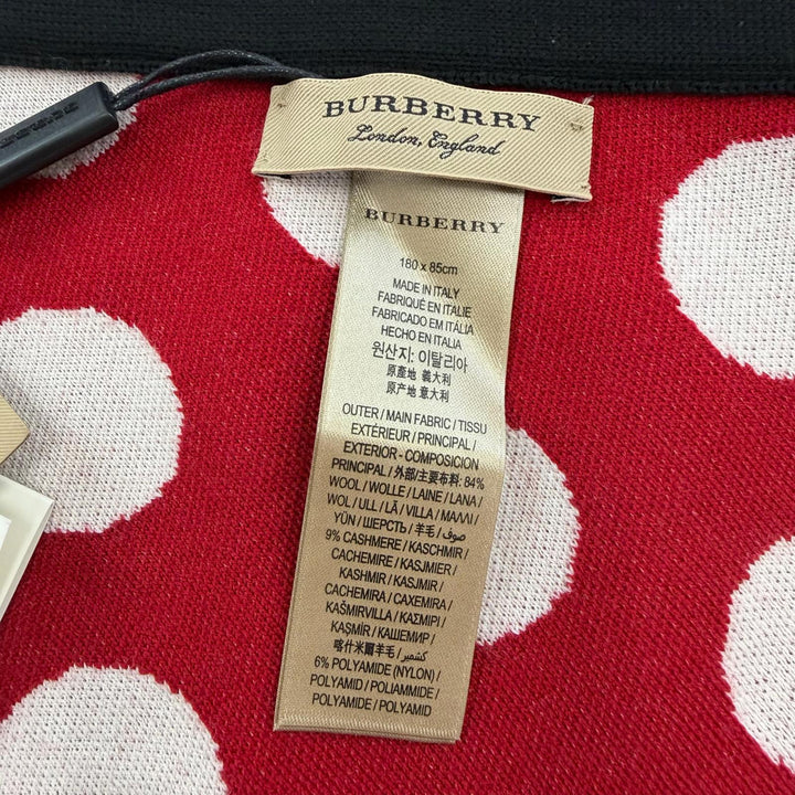 Pristine BURBERRY shawl Dot Pattern Triangle Large Format white wool Women