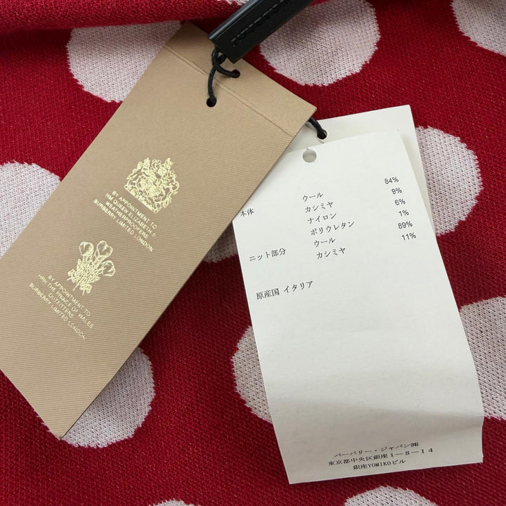 Pristine BURBERRY shawl Dot Pattern Triangle Large Format white wool Women