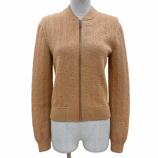 Excellent HERMES Blouson ZIP-UP Knit Brown cashmere Women 36 2E2201D3