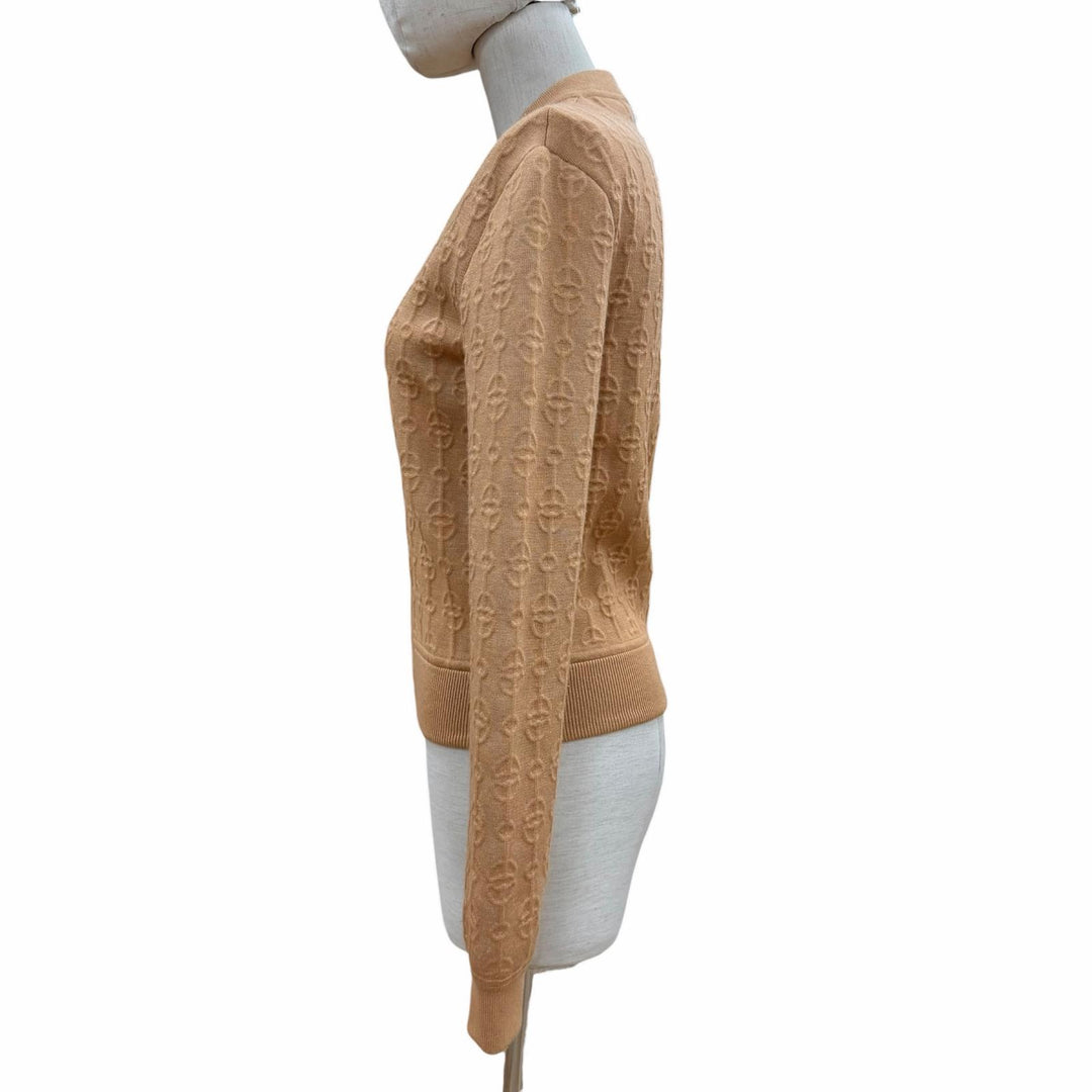 Excellent HERMES Blouson ZIP-UP Knit Brown cashmere Women 36 2E2201D3