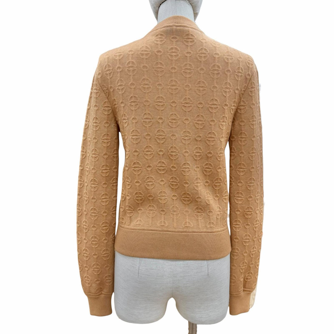 Excellent HERMES Blouson ZIP-UP Knit Brown cashmere Women 36 2E2201D3