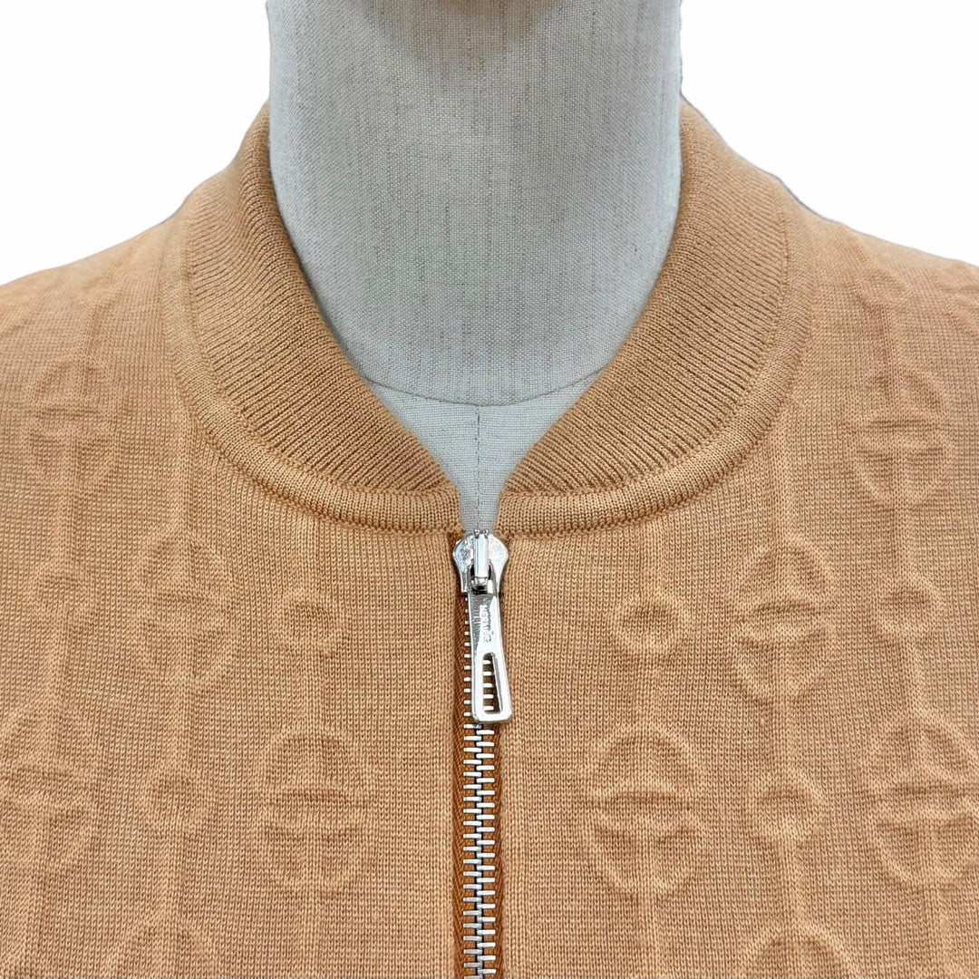 Excellent HERMES Blouson ZIP-UP Knit Brown cashmere Women 36 2E2201D3