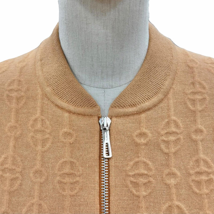 Excellent HERMES Blouson ZIP-UP Knit Brown cashmere Women 36 2E2201D3