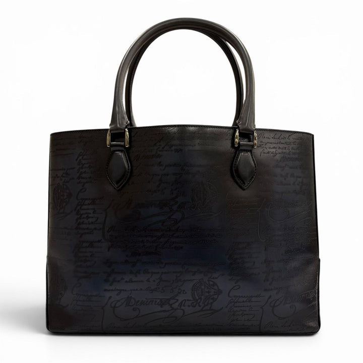Excellent BERLUTI Tote Bag To joule Calligraphy Navy scritto leather mens