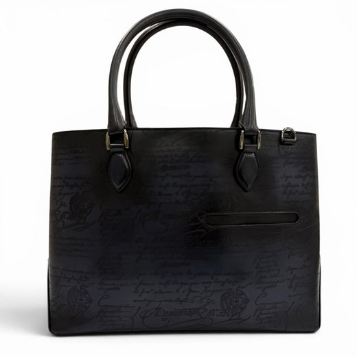 Excellent BERLUTI Tote Bag To joule Calligraphy Navy scritto leather mens