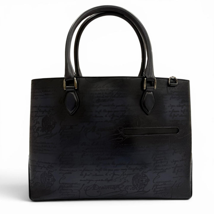 Excellent BERLUTI Tote Bag To joule Calligraphy Navy scritto leather mens
