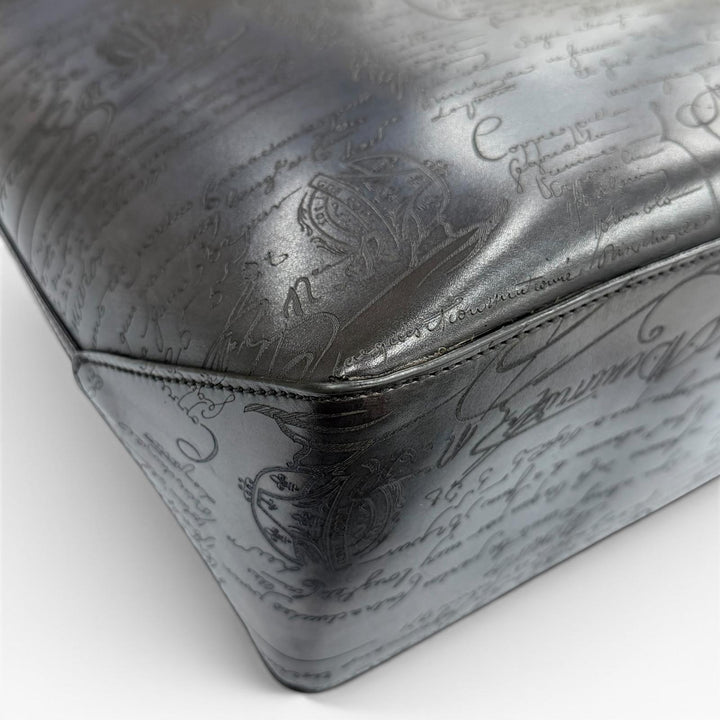 Excellent BERLUTI Tote Bag To joule Calligraphy Navy scritto leather mens