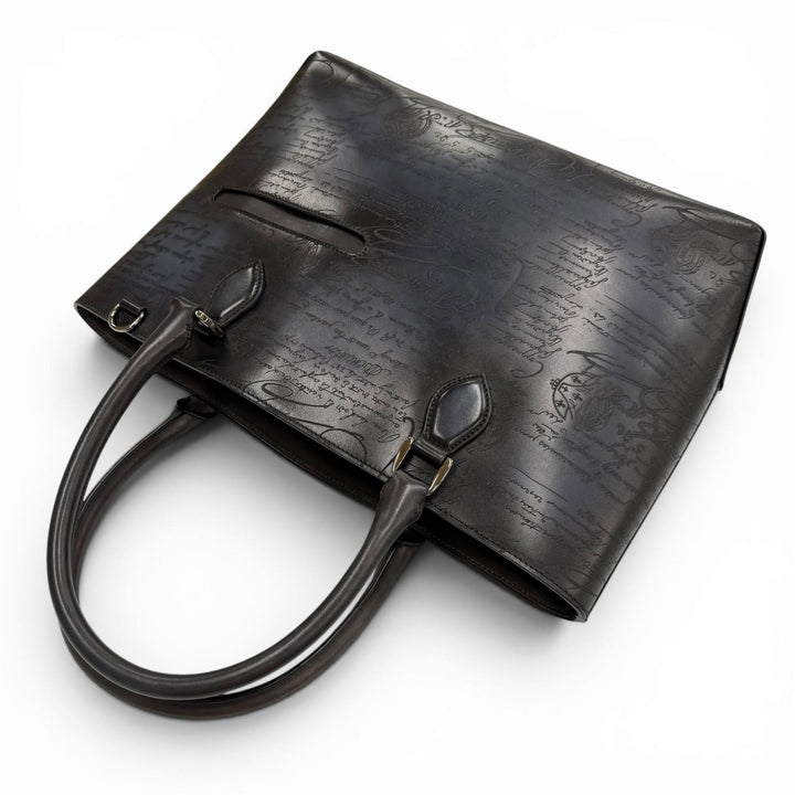 Excellent BERLUTI Tote Bag To joule Calligraphy Navy scritto leather mens