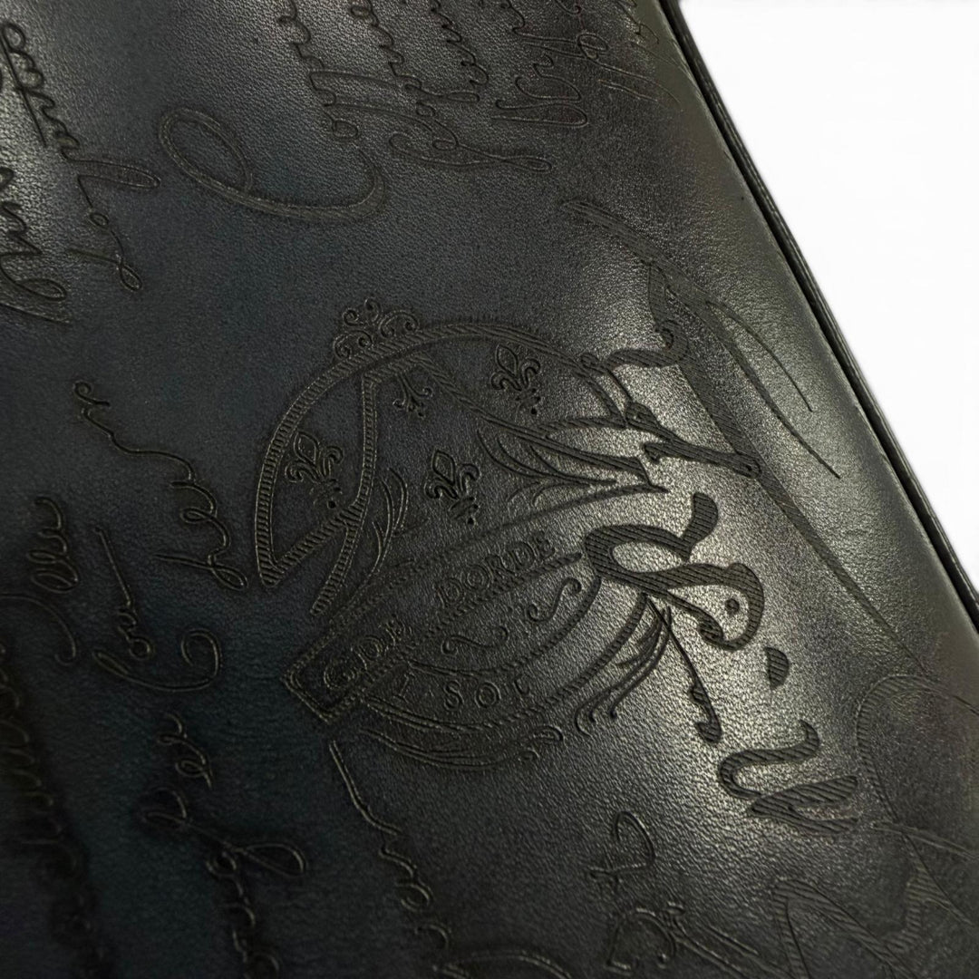 Excellent BERLUTI Tote Bag To joule Calligraphy Navy scritto leather mens