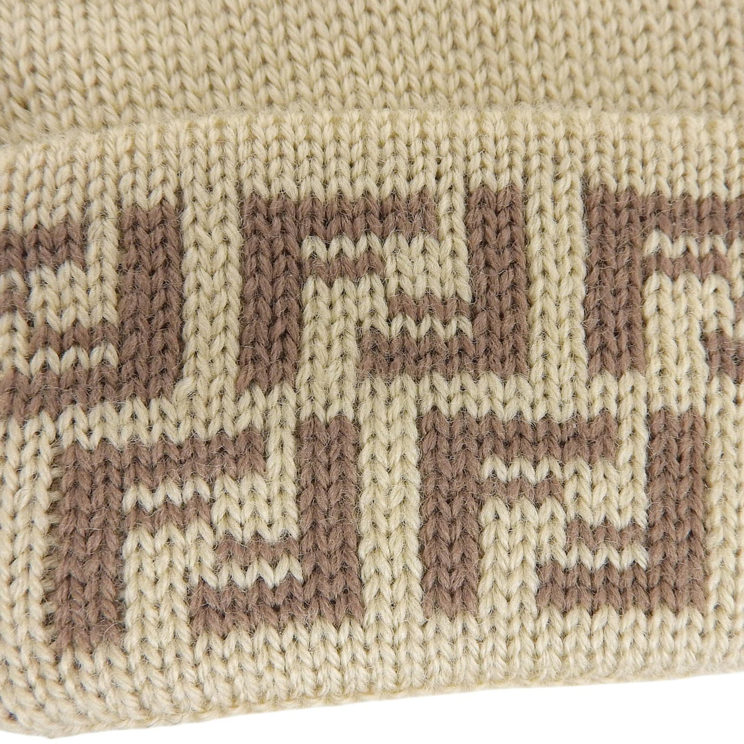 Pristine FENDI gloves Zucchino FF Logo Knit Gloves beige wool Women