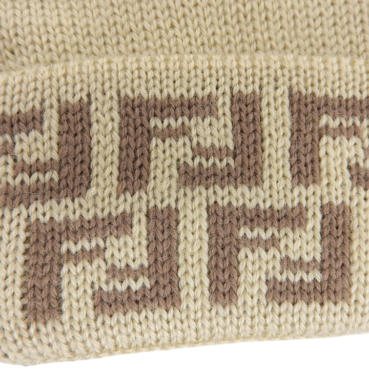 Pristine FENDI gloves Zucchino FF Logo Knit Gloves beige wool Women