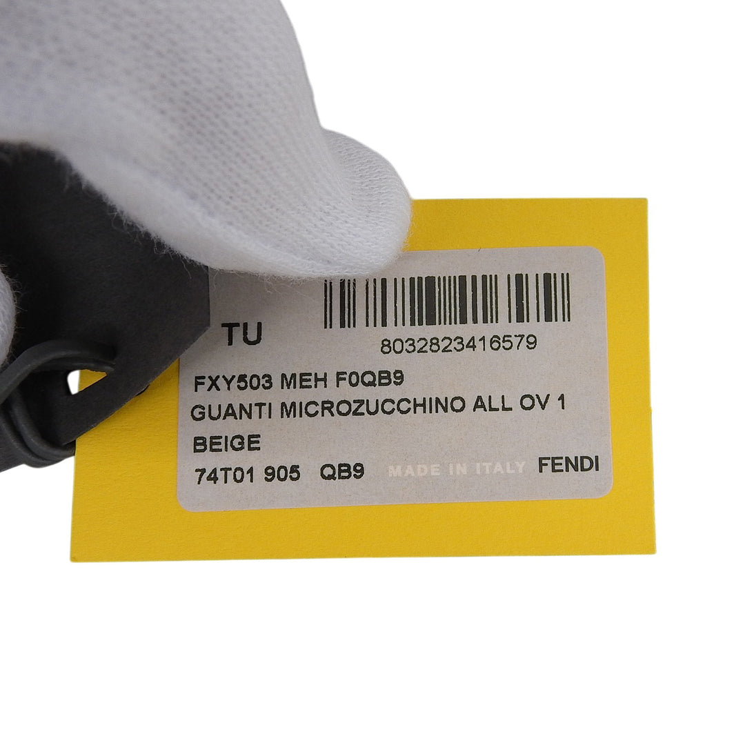 Pristine FENDI gloves Zucchino FF Logo Knit Gloves beige wool Women