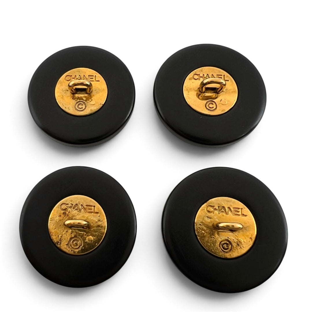 Great CHANEL button Round COCO Mark logo on the back, set of 4 black Women