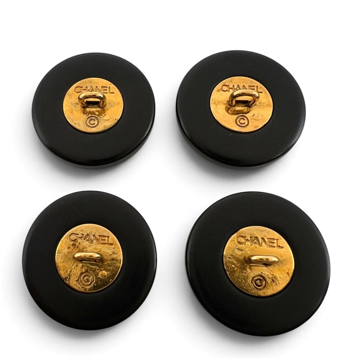 Great CHANEL button Round COCO Mark logo on the back, set of 4 black Women