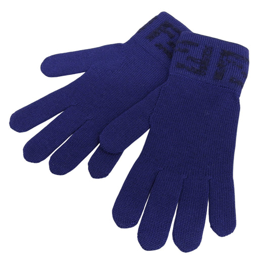 Pristine FENDI gloves ZUCCA Pattern Knit Gloves Navy wool mens