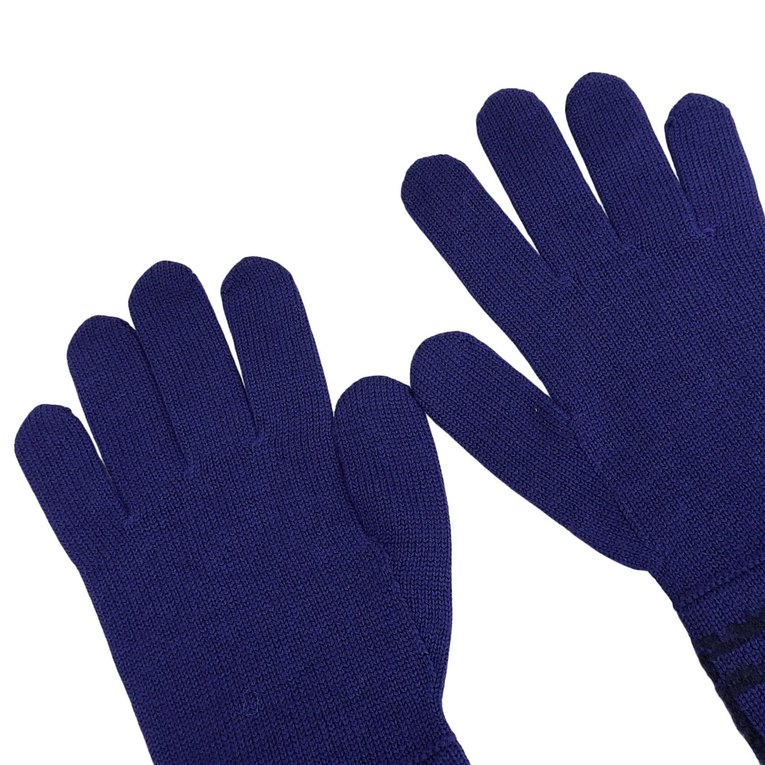Pristine FENDI gloves ZUCCA Pattern Knit Gloves Navy wool mens