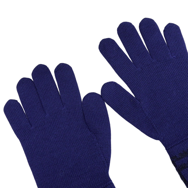 Pristine FENDI gloves ZUCCA Pattern Knit Gloves Navy wool mens