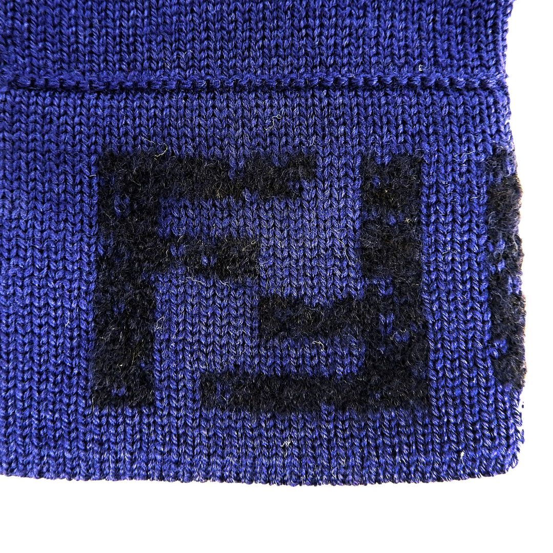 Pristine FENDI gloves ZUCCA Pattern Knit Gloves Navy wool mens
