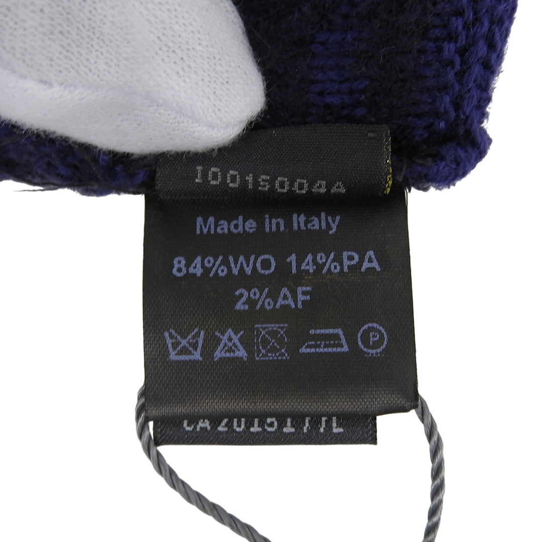 Pristine FENDI gloves ZUCCA Pattern Knit Gloves Navy wool mens