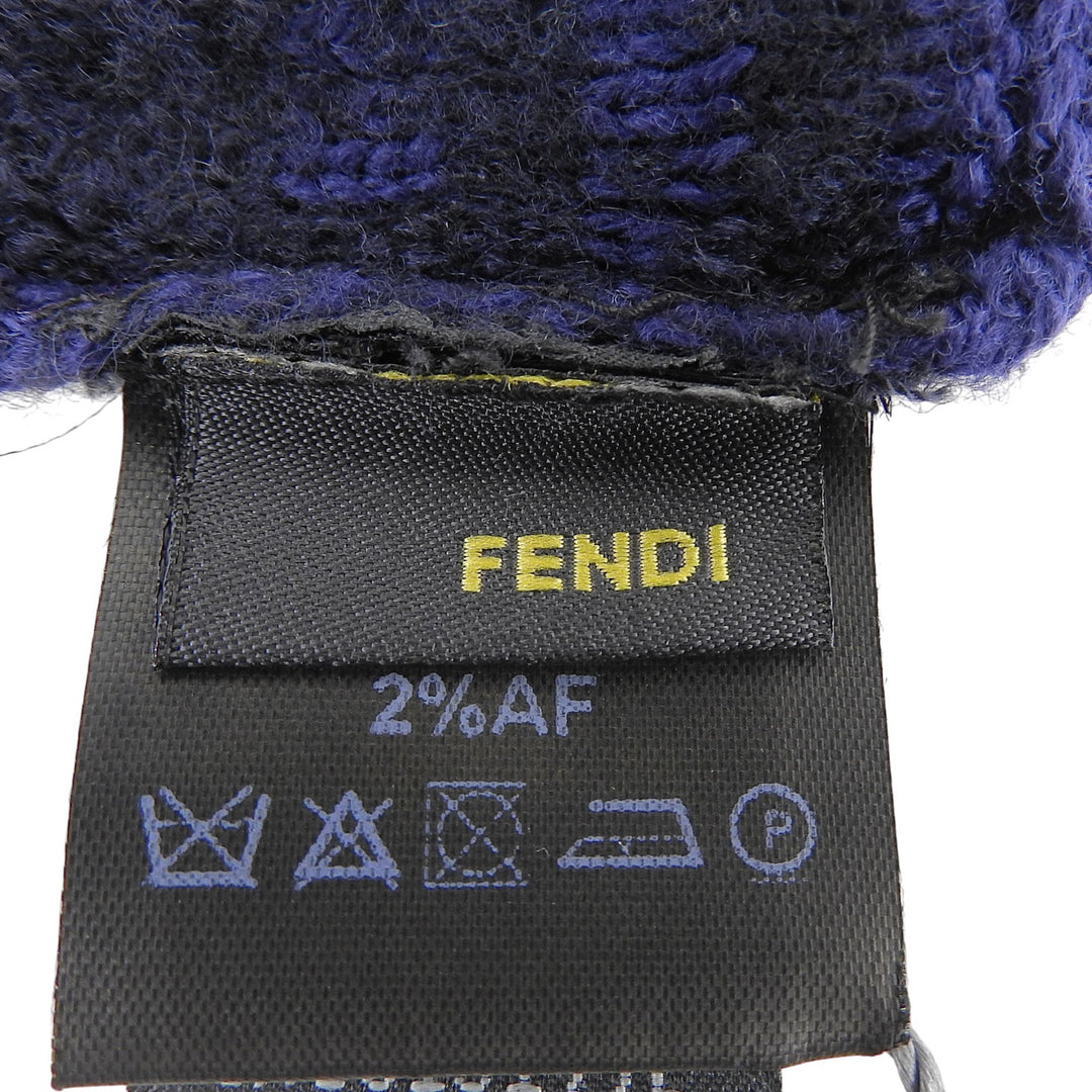 Pristine FENDI gloves ZUCCA Pattern Knit Gloves Navy wool mens