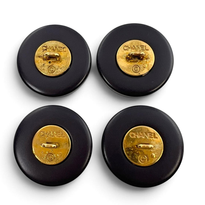 Great CHANEL button Round COCO Mark logo on the back, set of 4 dark purple Women