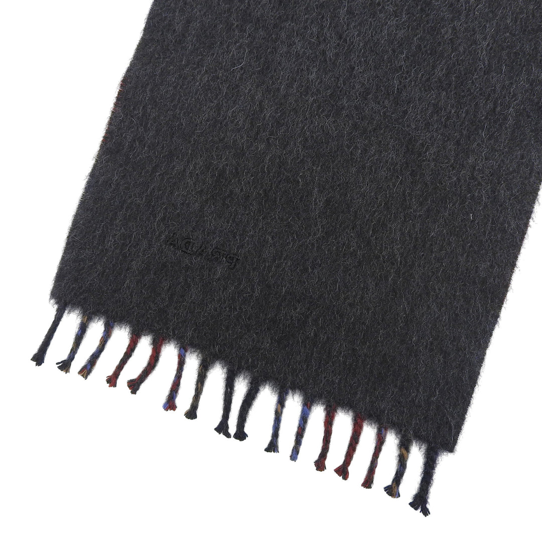 Excellent PRADA Scarf Check pattern logo embroidery with fringe Multi cashmere