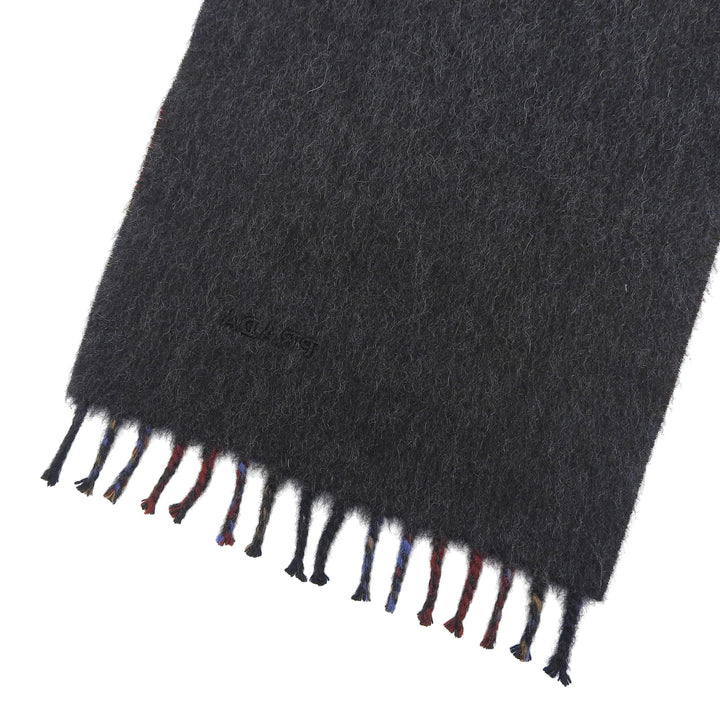 Excellent PRADA Scarf Check pattern logo embroidery with fringe Multi cashmere