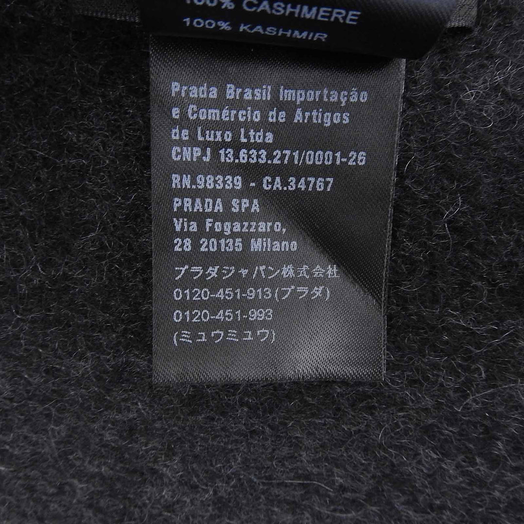 Excellent PRADA Scarf Check pattern logo embroidery with fringe Multi cashmere