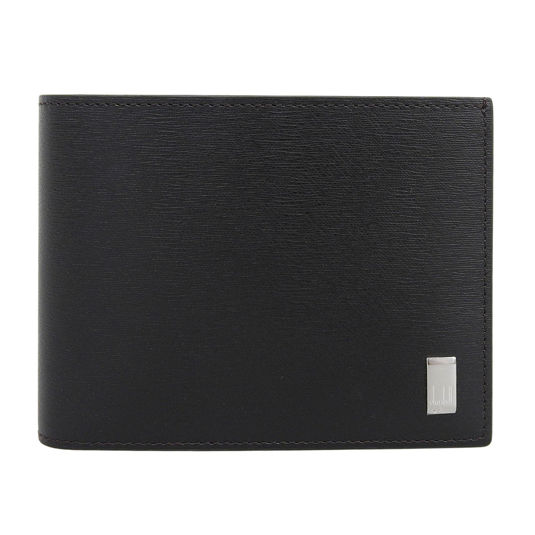 Pristine Dunhill Bifold Wallet Sahadhu Logo Metal Wallet Dark brown leather mens